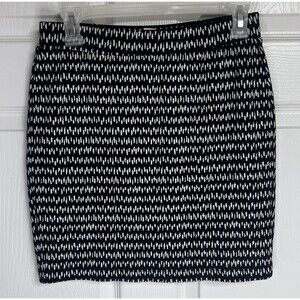 Ann Taylor LOFT Skirt Women's XS Black White A-Line Elastic Waist Pull on